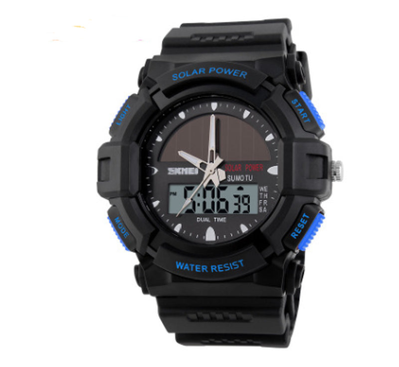 Time Beauty Personality Solar Watch Fashion Electronic Double Display Waterproof Outdoor Sports Men&