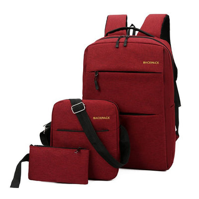 New Casual Men'S Backpack Three-Piece Outdoor Travel Computer Backpack Female School Bag