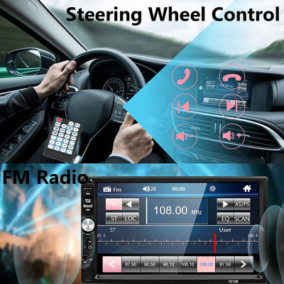 Autoradio 2 Din Bluetooth - Stereo per Auto Player Digitale Con Touchscreen Da 7 Pollici, Lettore Multimediale Auto Con Telecamera per Retromarcia, Telecomando, Supporta Mirrorlink/Fm/Usb/Aux/Tf/Swc