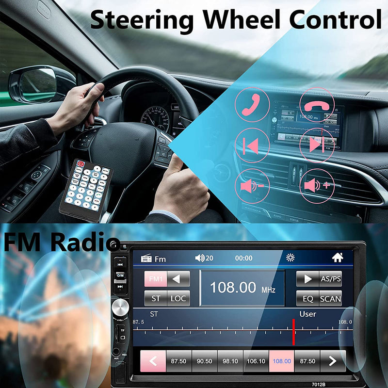 Autoradio 2 Din Bluetooth - Stereo per Auto Player Digitale Con Touchscreen Da 7 Pollici, Lettore Multimediale Auto Con Telecamera per Retromarcia, Telecomando, Supporta Mirrorlink/Fm/Usb/Aux/Tf/Swc