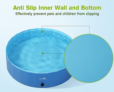 Piscina per Cani Piccoli E Medi(120X30Cm), Vasca Da Bagno per Cani, Piscina Con Palline per Bambini, Di PVC Pieghevole Antiscivolo Resistente All'Usura,Blu