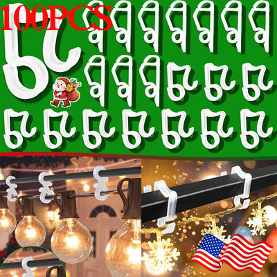 100PCS Christmas Light Clips Durable Weatherproof Plastic Hang Gutter Hooks