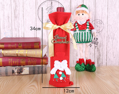 Christmas Table Flannel Fabric Wine Gift Box Wine Bottle Bag