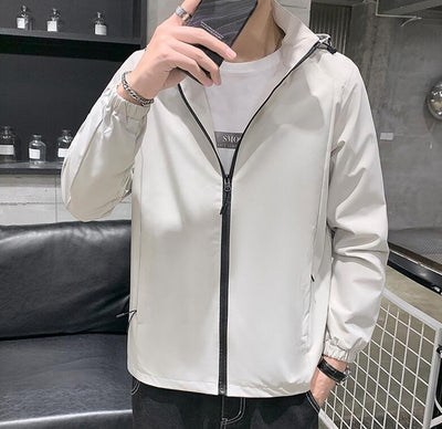 Fashionable Hooded Solid Color Coat Casual Jacket