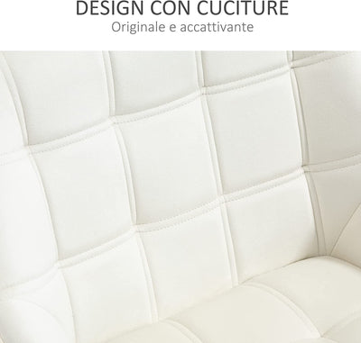 Poltrona Design Scandinava in Legno E Simil Velluto Color Crema, per Soggiorno O Ufficio, 64X61X72.5Cm