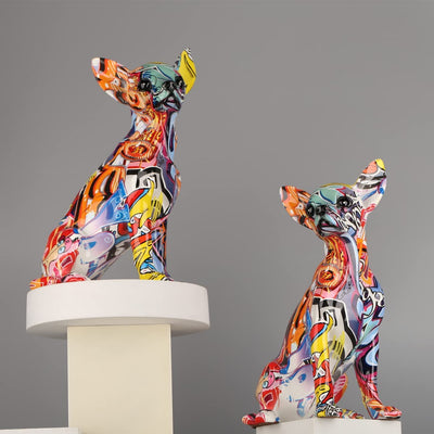 Semplice Creativo Colore Bulldog Chihuahua Cane Statua Soggiorno Ornamenti Casa Ingresso Vino Armadio Ufficio Decori Resina Artigianato