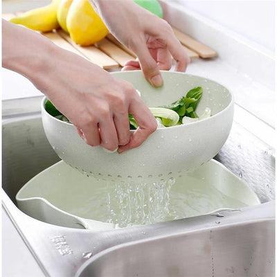 Double Thickening Drain Basket Washing Basket Kitchen Drain Basin Creative Fruit Bowl