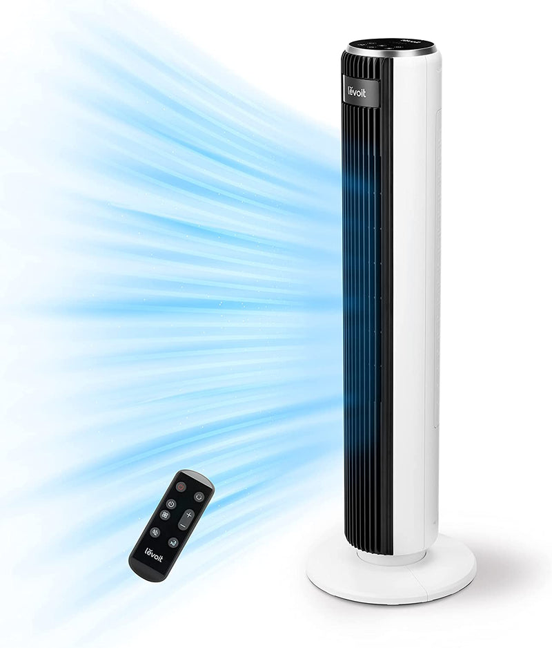 Ventilatore a Torre Con Telecomando 92CM, Amazon Exclusive, Potente Ventola Di Raffreddamento Silenziosa 28 Db, 3 Modalità, 5 Velocità, Oscillazione 90° Timer 12H, Display LED, 39W