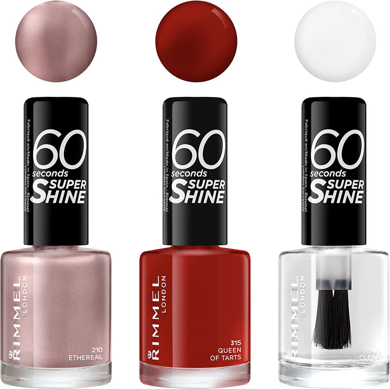 Smalto Unghie 60 Seconds Super Shine - Asciugatura Rapida E Lunga Durata - 315 Queen of Tarts! (Rosso Classico) - 8 Ml