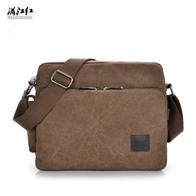 Manjianghong New Canvas Bag Bag Bag Retro Trend of Men'S Business Metrosexual Inclined Shoulder Bag Foreign Trade Package