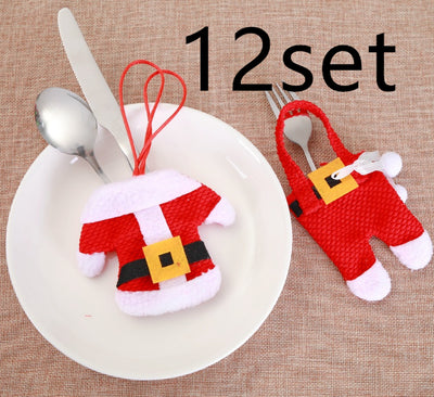 6 Pcs New Year Holder Chirstmas Cutlery Knife Fork Cutlery Set Trousers Skirt 2021 Navidad Christmas Christmas Decorations for Home