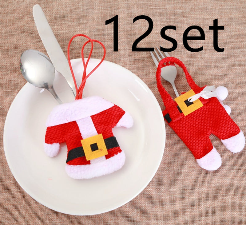 6 Pcs New Year Holder Chirstmas Cutlery Knife Fork Cutlery Set Trousers Skirt 2021 Navidad Christmas Christmas Decorations for Home