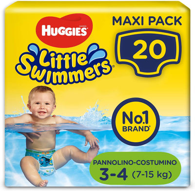 Little Swimmers Pannolini, Taglia 3-4 (7-15 Kg), Confezione Da 20 Pannolini