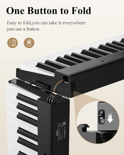 Pieghevole Pianoforte Digitale 88 Tasti Full Size Semi Pesati per Principianti, Pianoforte Elettrico Portatile Bluetooth Con Borsa per Pianoforte, EP-10