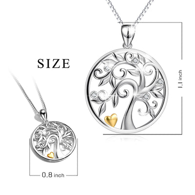 Hollow Out Life Tree Pendant 925 Silver Necklace