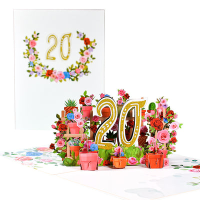 Flowers Anniversary Greeting Card 3D Stereo