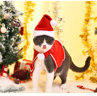 Pet Christmas Suit Cat Dog Cloak Hat