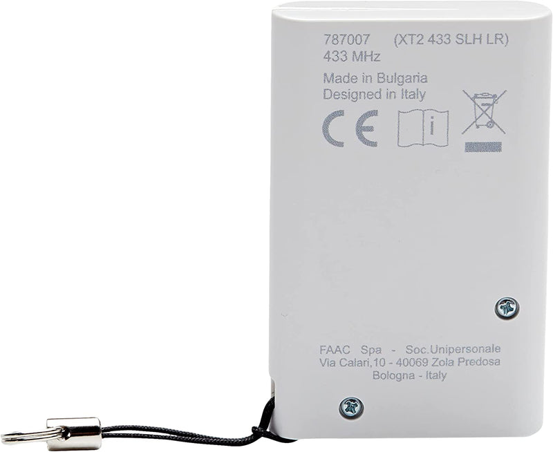 787007 XT2 433 SLH Automazione Cancello Telecomando Trasmittente 2 Canali, 433 Mhz, Bianco