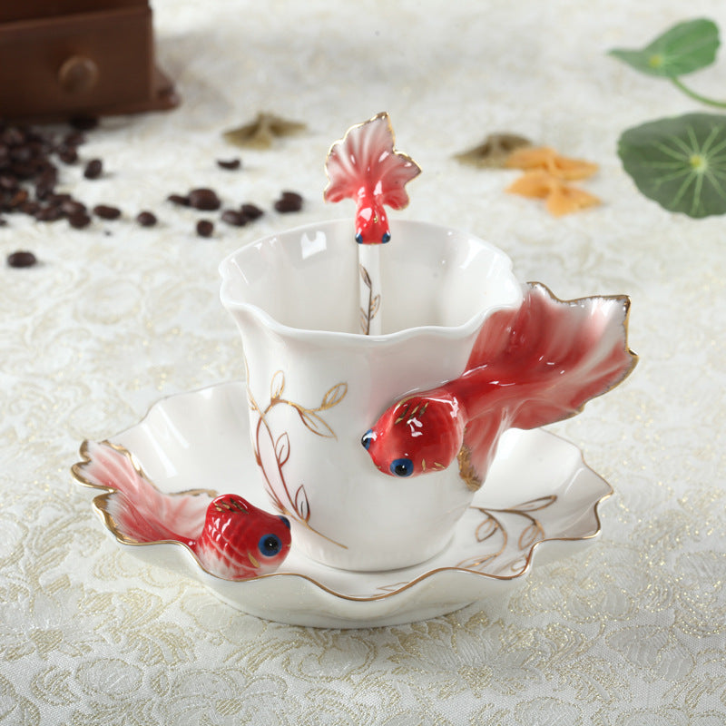 Goldfish Coffee Cup Set Creative Wedding Gift Ceramic Cup