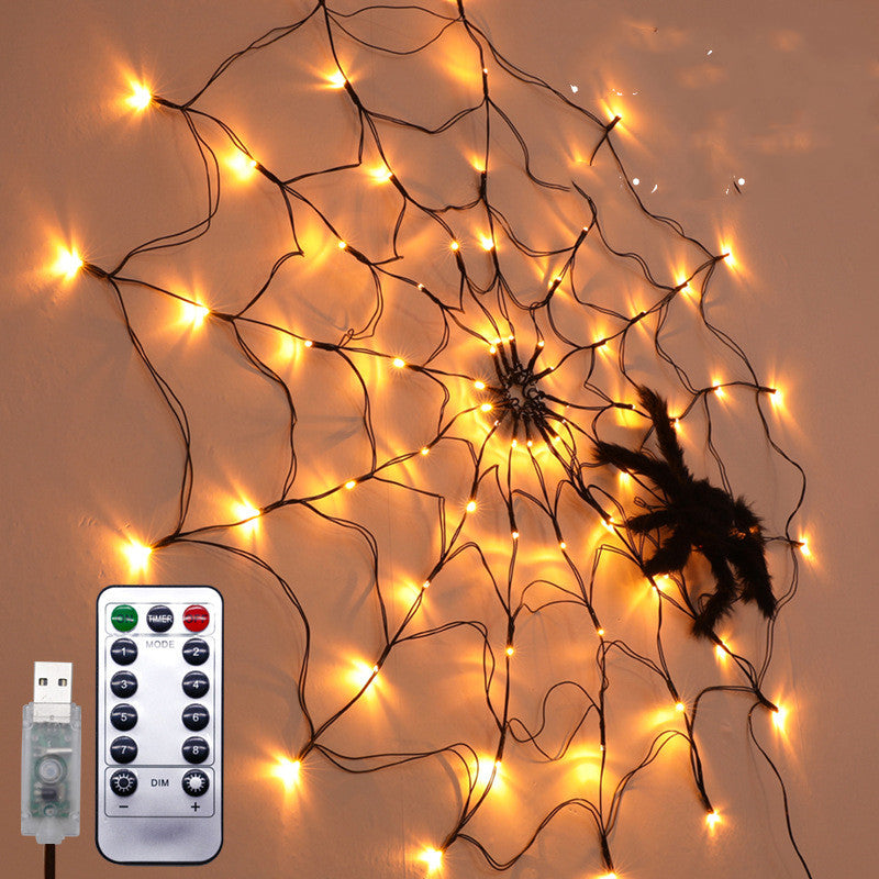 Halloween Led Spider Web String Light 5V Remote Control 8 Modes Net Mesh Atmosphere Lamp Outdoor Indoor Party Decor Led Light