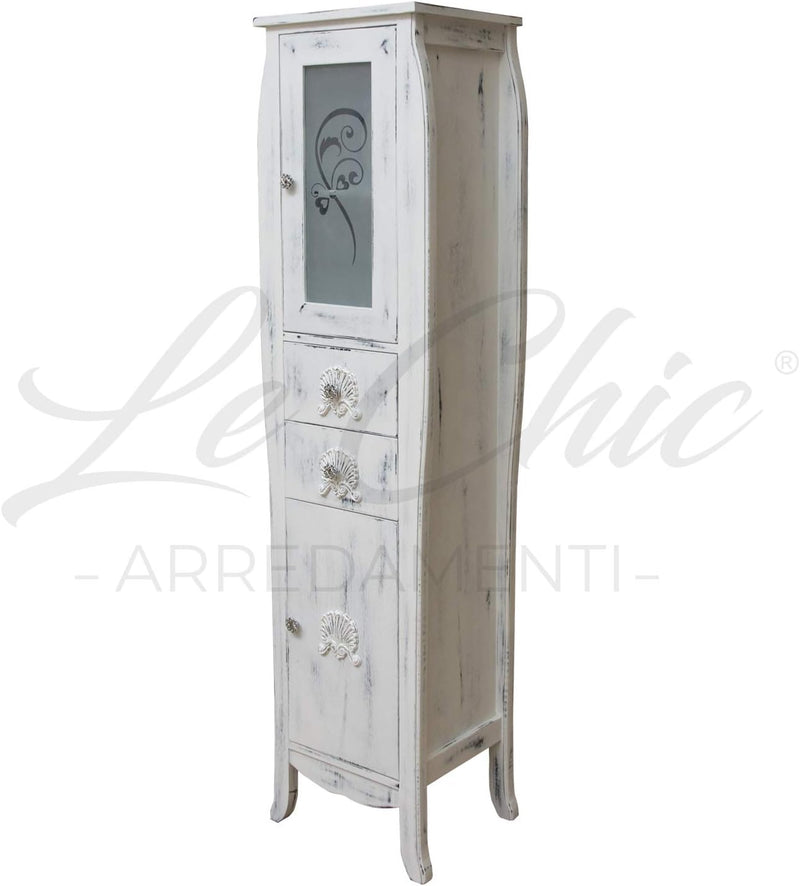 Shop Chic Composizione Bagno Nettuno, Mobile Con Specchio E Colonna in Rovere Shabby Chic