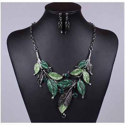 Europe and the United States Big Jewelry Sets, Color Leaves, Short Clavicle Necklace, Bridal Dress, Female Fashion Accessories Wholesale