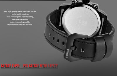 Trendy Casual Double Men'S Watch Waterproof High Quality Belt Electronic Quartz Watch