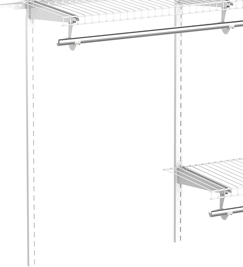 Organizer in Acciaio Montato a Muro Con 9 Ripiani Regolabili E 5 Aste per Appendere, 249.4X38.8X162 Cm, Bianco