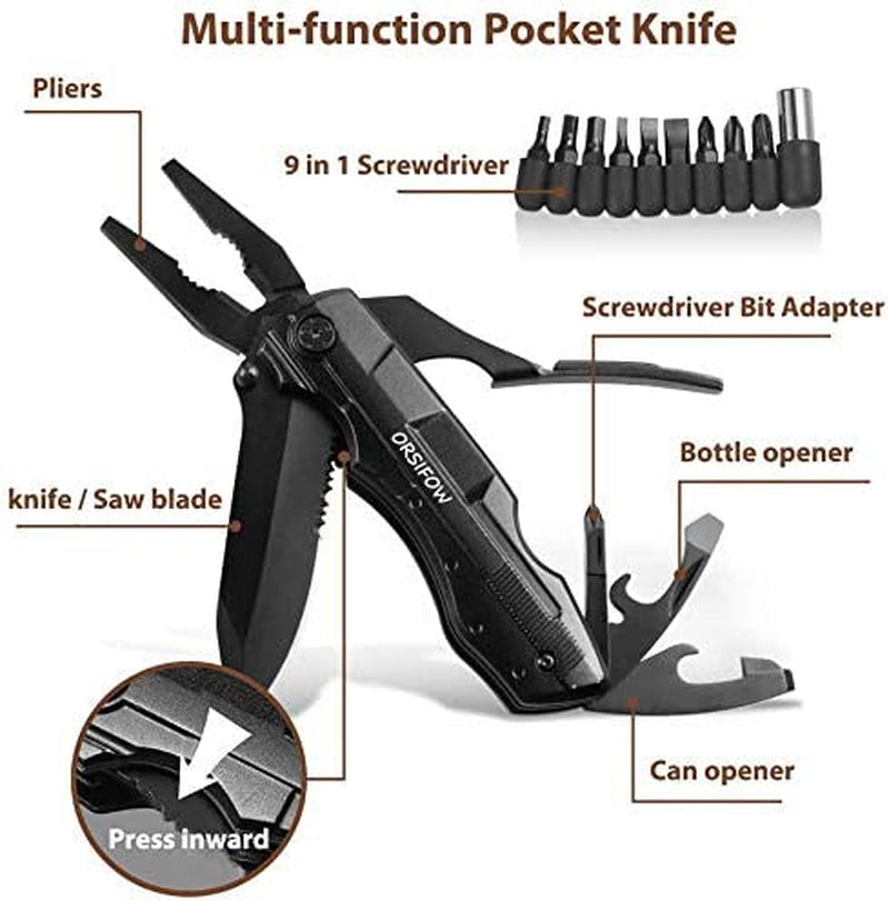 Coltello Multiuso, 15 in 1 Coltello Svizzero Coltellino Multiuso Tascabile Con Cacciavite Apri Bottiglia per Campeggio, Attività All&