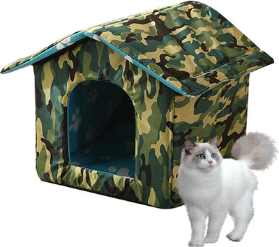 Inverno Caldo Gatto Casa,Casa per Gatti Calda Pieghevole per Gatti All'Aperto E Al Coperto - Cat Shelter Con Morbido Tappetino Rimovibile, Facile Da Montare Igloo Dog House per Cani