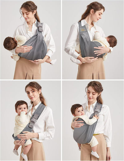 Fascia Porta Bebe, Marsupio Neonato , Fascia Neonato Multifunzionale on the Go,Marsupio Neonato 0-36 Mesi, Tutte Le Stagioni, Fino a 15Kg (Grigio)