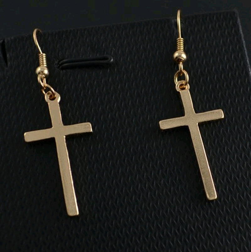 Europe and the United States New Earrings Simple Christian Cross Earrings Alloy Cross Show Ear Hook