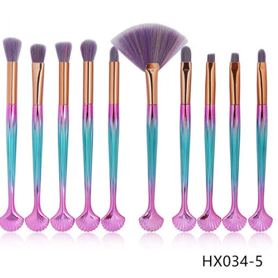 The Shell Makeup Brush Set - Purple Bristles