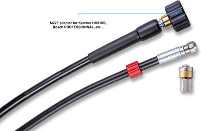 Sonda Sturatubi per Idropulitrice 30M 200 Bar - Sonda Spurgatubi Compatibile Con Karcher, Parkside, Lavor, Bosch Professional - Ugello Fisso, Ugello Rotante