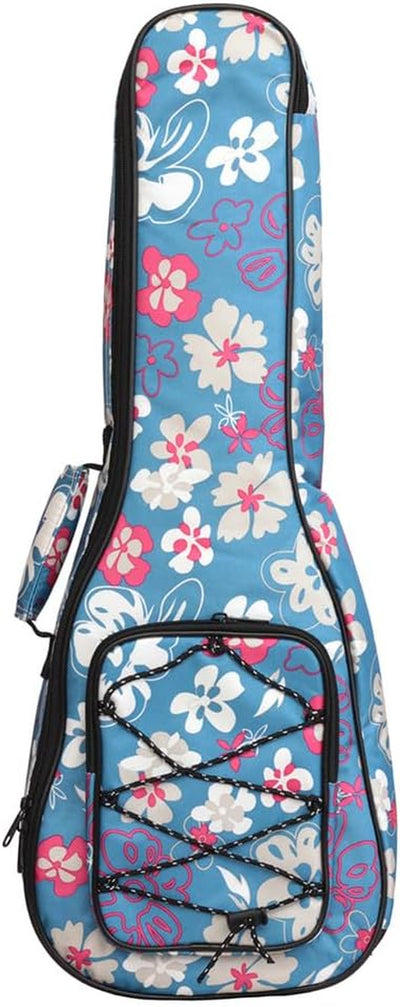 Borsa Ukulele Soprano Custodia Ukulele 21 23 26 Pollici Con Imbottitura Cinghie Regolabile Maniglia per Il Trasporto, Imbottitura Spessa E Custodia (23 Pollici,Fiore Blu)