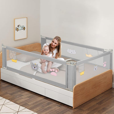 Griglia Di Protezione per Letto Da 180 Cm, Altezza Regolabile 70-98 Cm, Griglia Di Protezione per Il Letto per Bambini, Con Rete Traspirante, Stabile E Facile Da Montare, Colore: Grigio