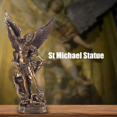 Statua Di San Miguel Arcangel Da 31,8 Cm, Statua Di San Michele in Resina Bronzata, Statuetta Di San Michele Arcangelo Vittoriosamente Sopra Satana, Adatta per La Collezione O La Decorazione