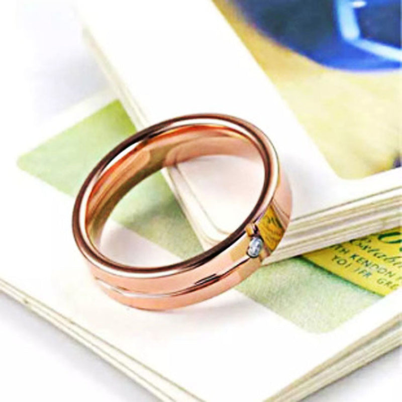 European and American Hot Sale Tungsten Gold Ring Trend Rose Gold Slotted Zircon Tungsten Steel Jewelry