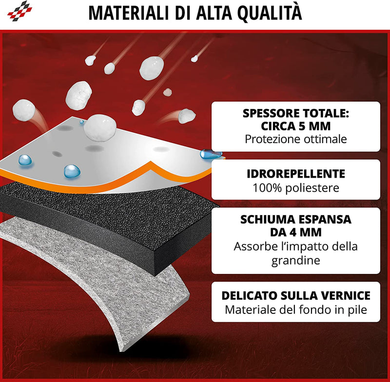 Telo Copriauto Antigrandine, Perma Protect, Vincitore Prezzo-Prestazioni* Copertura per Auto Antigrandine, Telone Protettivo Idrorepellente, Copriauto Traspirante M