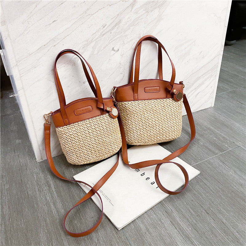 Fashion Straw Bag One-Shoulder Messenger Bag Portable Beach Bag