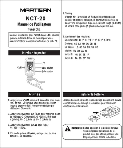 MARTISAN Accordatore per Chitarra Elettrico Digitale Cromatico Clip Accordatore per Chitarra Acustica, Basso, Violino, Ukulele, Mandolino, Batteria Inclusa