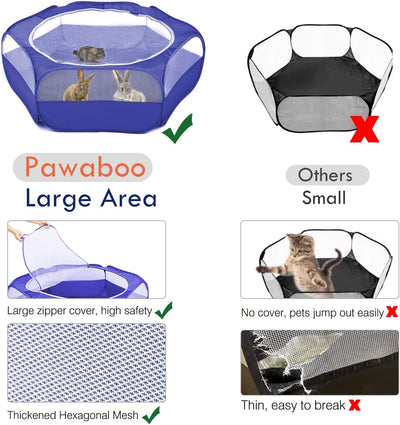 Recinto per Animali Domestici, Box per Animali Piccoli, Tenda per Gatti Cani Cuccioli, Portatile Gabbia, Recinzione in Tessuto Oxford E a Rete, Resistente E Pieghevole - Blu Scuro