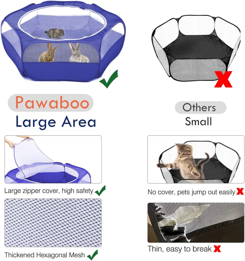 Recinto per Animali Domestici, Box per Animali Piccoli, Tenda per Gatti Cani Cuccioli, Portatile Gabbia, Recinzione in Tessuto Oxford E a Rete, Resistente E Pieghevole - Blu Scuro