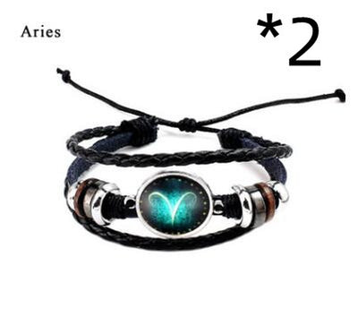 Twelve Constellation Glass Piece Couple Bracelet