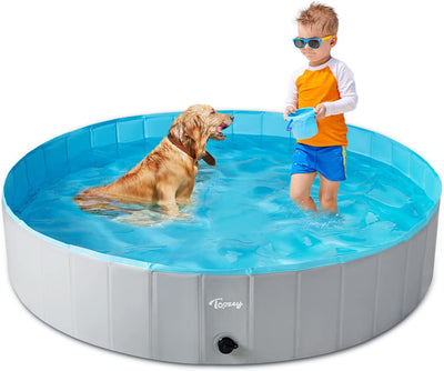 Piscina per Cani, 80Cm / 120Cm/ 160Cm Piscina Pieghevole per Cani Grandi E Piccoli, Piscina Rigida per Bambini, 100% Sicuro & Non Tossico