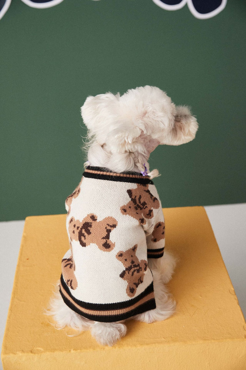 Dog Cat Sweater Preppy Style V-Neck Striped Vest Pet Puppy Winter Warm Clothes Apparel for Dogs Cats