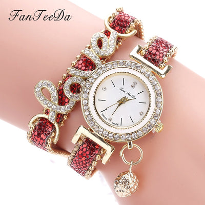 Fanteeda Brand Women Bracelet Watches Ladies Watch Rhinestones Clock Womens Fashion Dress Wristwatch Relogio Feminino Gift