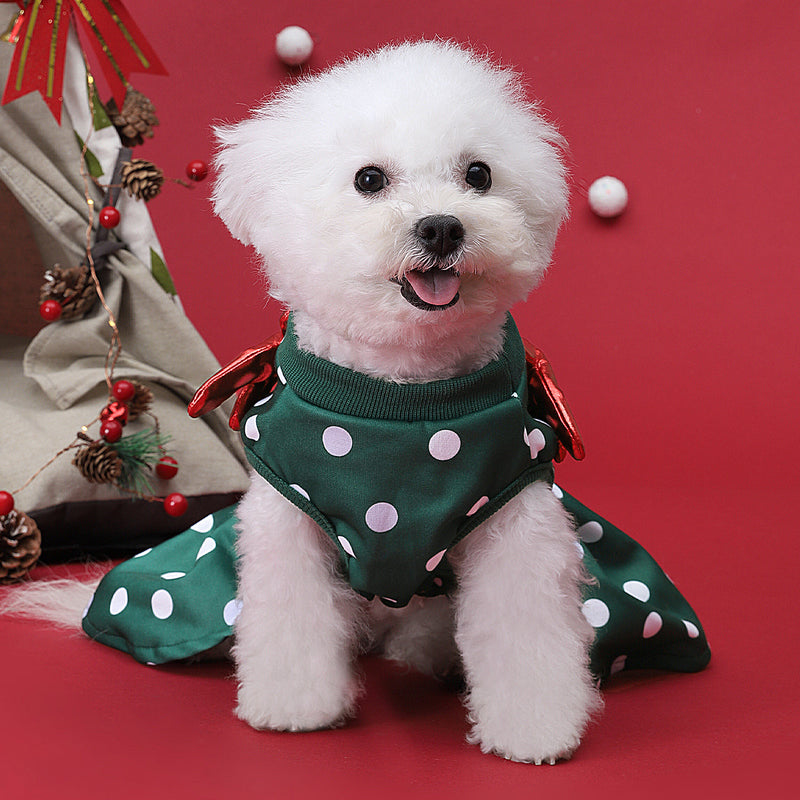 Christmas Coat Cotton-Padded Jacket Teddy Pomeranian Small Dog Autumn and Winter Clothes Thickened Dog Clothes