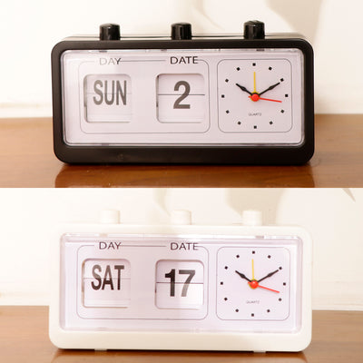 Retro Watch Automatic Flip Clock Non-Ticking Calendar Clock with Date Display