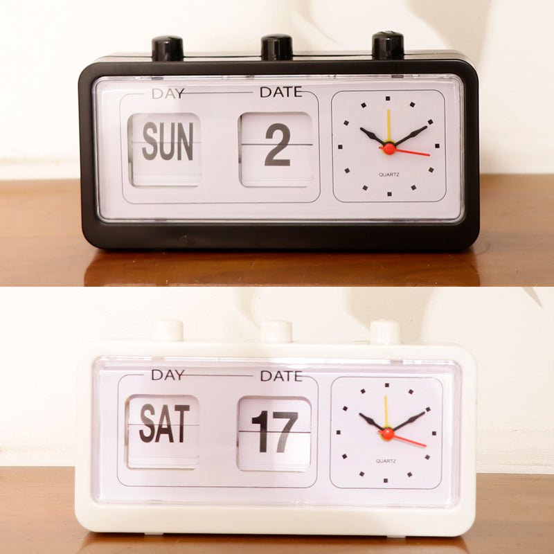 Retro Watch Automatic Flip Clock Non-Ticking Calendar Clock with Date Display